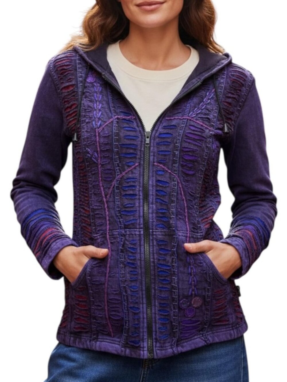 Agan Winter Hoodies for Women - Boho Tie Dye Patch Sweatshirt Womens Jacket